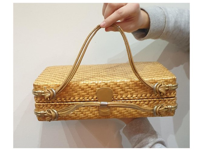 Rodo borsa paglia e pelle Beige Giallo - vista 10