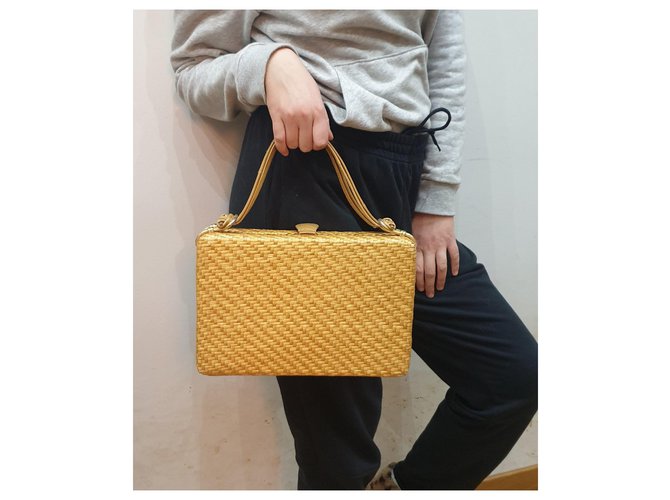 Rodo borsa paglia e pelle Beige Giallo - vista 13