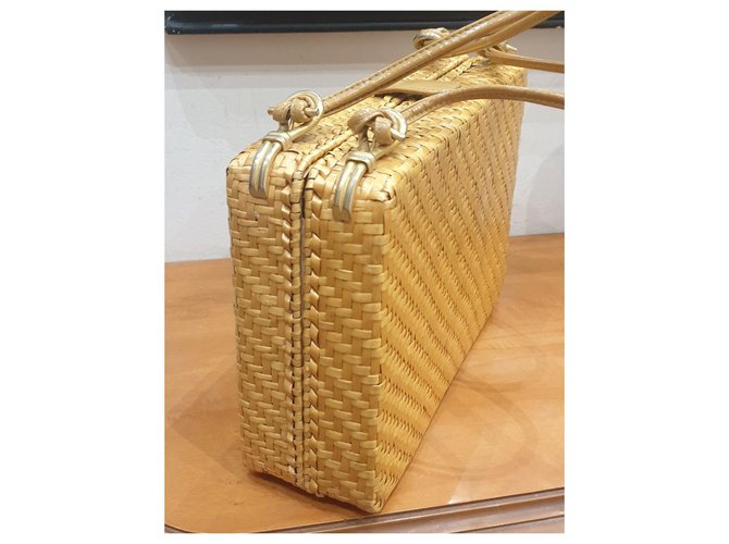 Rodo borsa paglia e pelle Beige Giallo - vista 3