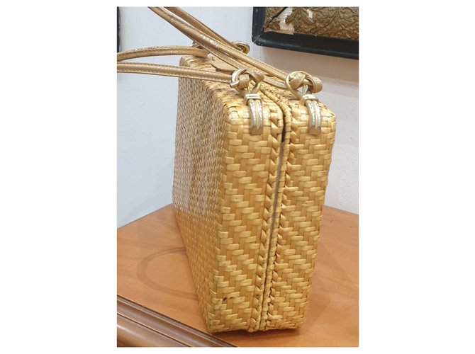 Rodo borsa paglia e pelle Beige Giallo - vista 4