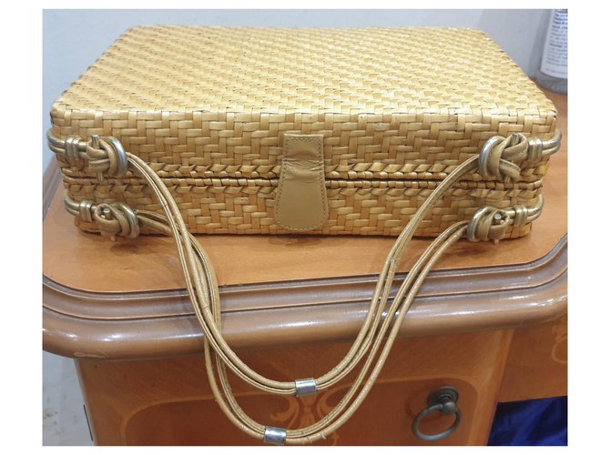 Rodo borsa paglia e pelle Beige Giallo - vista 5