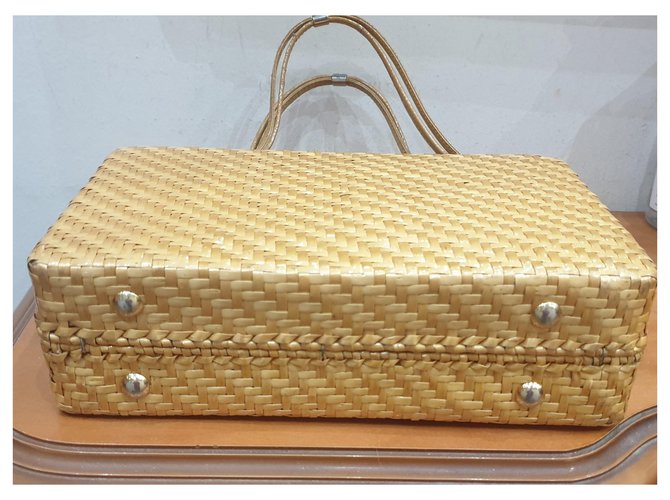 Rodo borsa paglia e pelle Beige Giallo - vista 6