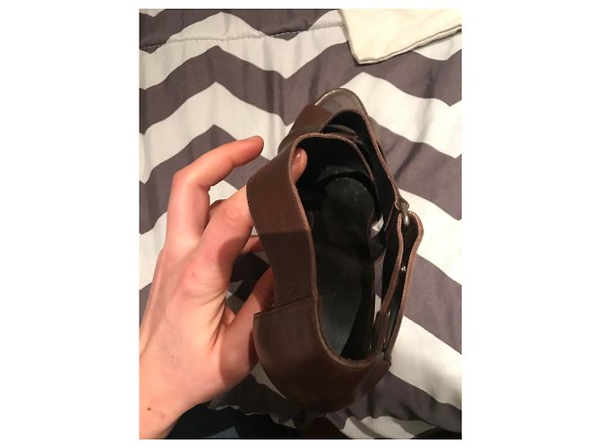 Sandali Hermès Spartan in pelle marrone scuro - vista 12
