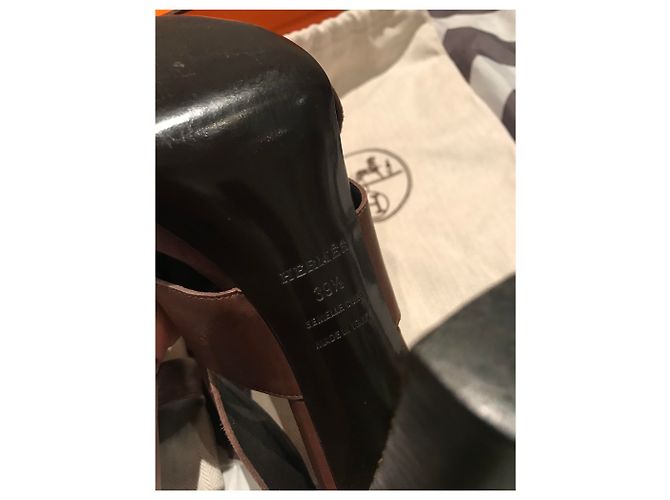 Sandali Hermès Spartan in pelle marrone scuro - vista 7