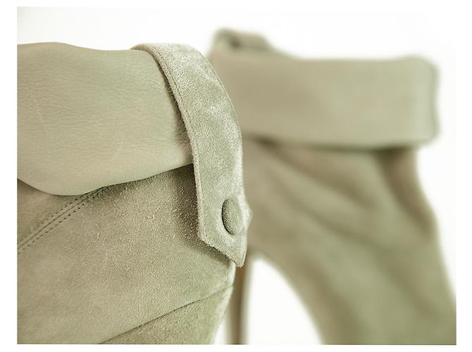 Brian Atwood Gray Suede Leather Pull On Calf Booties Boots Heels Shoes size 37 Grey - view 10