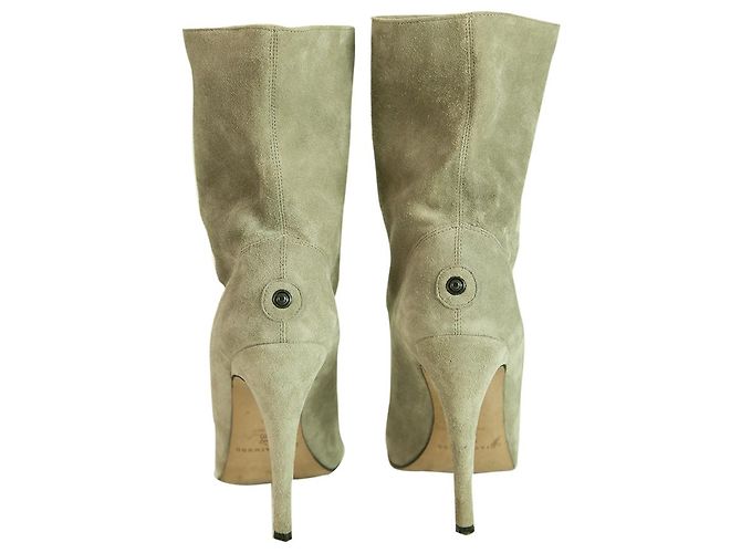 Brian Atwood Gray Suede Leather Pull On Calf Booties Boots Heels Shoes size 37 Grey - view 4