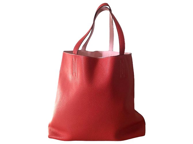 Double sens Hermès borsa significato foderato 45 in pelle rossa Rosso - vista 3