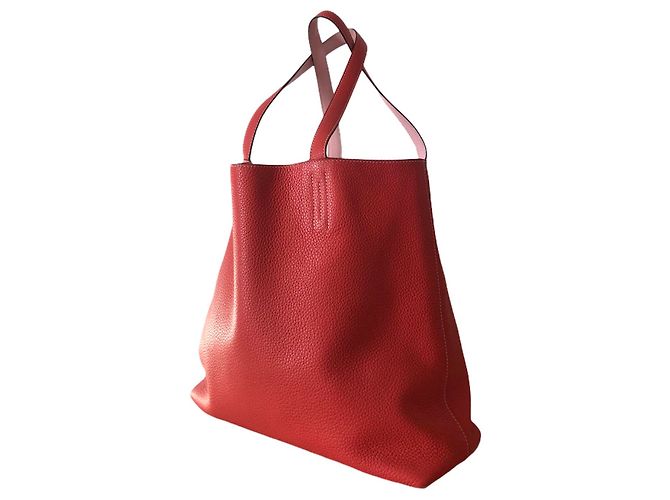 Double sens Hermès borsa significato foderato 45 in pelle rossa Rosso - vista 4