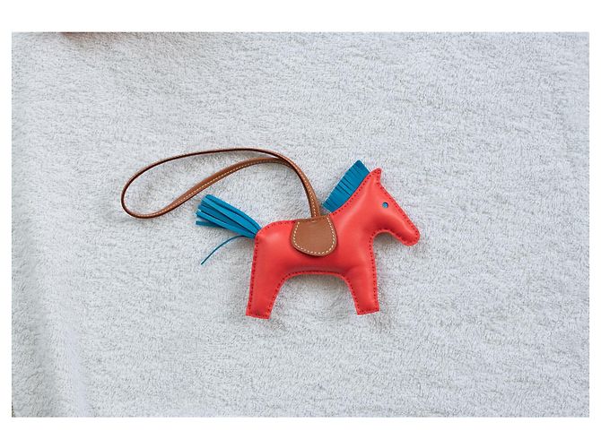 Charm Hermès Rodeo mm Oro Rose Texas Bleu Zanzibar Marrone Blu Arancione - vista 3