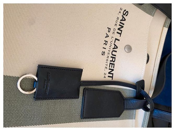 Saint Laurent canvas tote bag Negro Blanco - vista 14