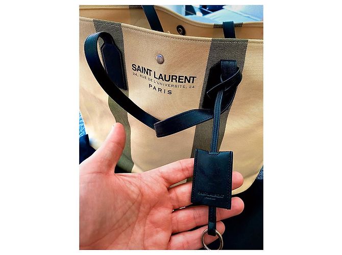 Saint Laurent canvas tote bag Negro Blanco - vista 2