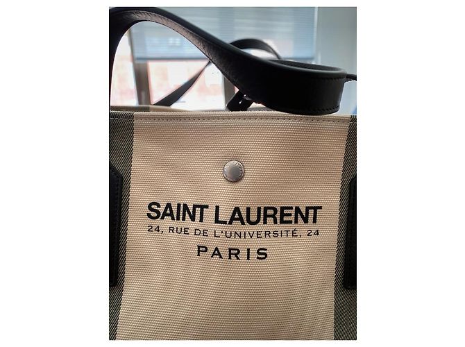 Saint Laurent canvas tote bag Negro Blanco - vista 3
