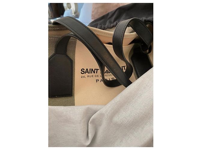 Saint Laurent canvas tote bag Negro Blanco - vista 4