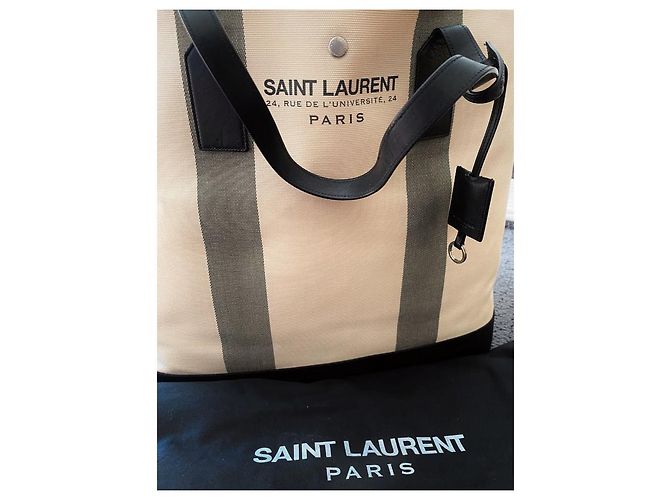 Saint Laurent canvas tote bag Negro Blanco - vista 8