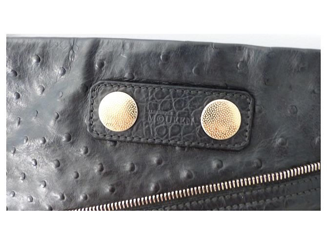 Pochette Alexander McQueen in pelle nera con stampa coccodrillo Nero - vista 3