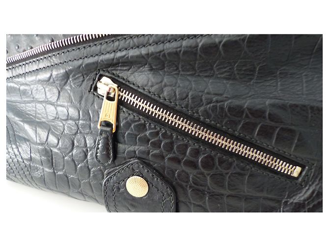 Pochette Alexander McQueen in pelle nera con stampa coccodrillo Nero - vista 4