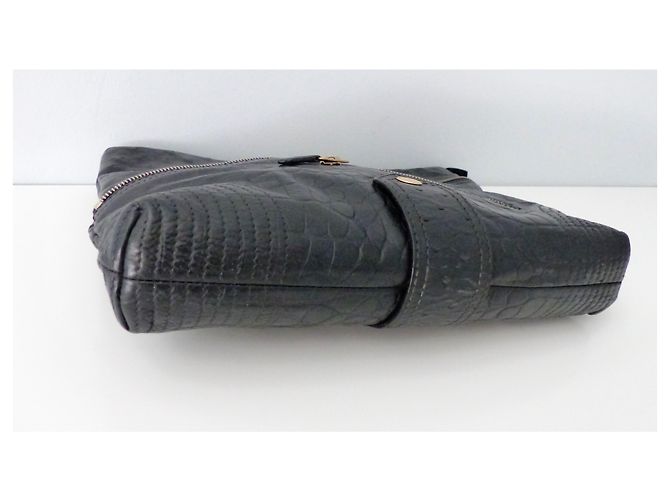 Pochette Alexander McQueen in pelle nera con stampa coccodrillo Nero - vista 6
