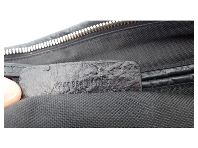 Pochette Alexander McQueen in pelle nera con stampa coccodrillo Nero - vista 9