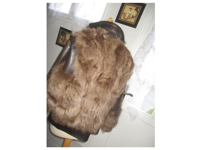 Autre Marque Giacca oversize in volpe e capretto marrone Marrone scuro - vista 5