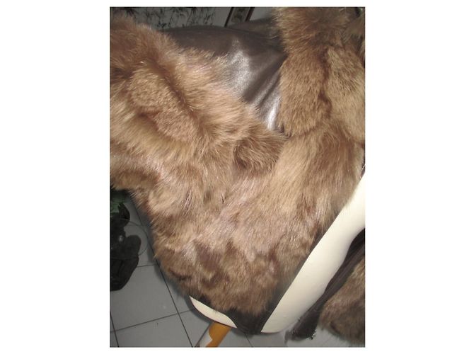 Autre Marque Giacca oversize in volpe e capretto marrone Marrone scuro - vista 6