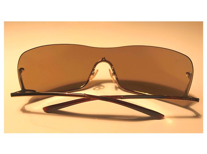 Occhiali da sole Gucci maschera metallo oro D'oro - vista 12