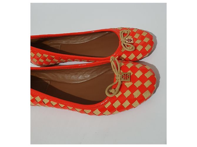 Sapatilhas de Balé Tory Burch Vermelhas de Couro e Tecido Vermelho - vista 2