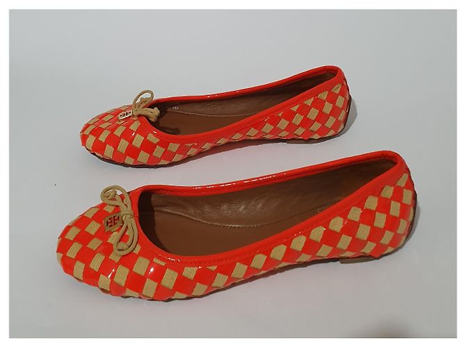 Sapatilhas de Balé Tory Burch Vermelhas de Couro e Tecido Vermelho - vista 5