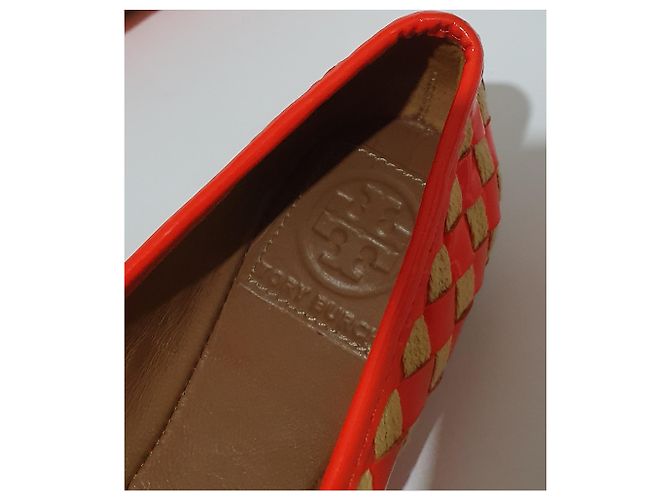 Sapatilhas de Balé Tory Burch Vermelhas de Couro e Tecido Vermelho - vista 6