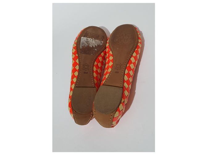 Sapatilhas de Balé Tory Burch Vermelhas de Couro e Tecido Vermelho - vista 7