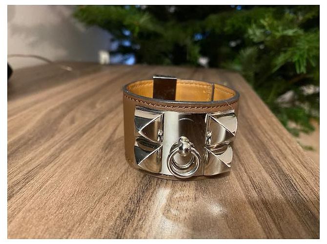 Hermès Pulsera Collier de chien Beige - vista 2