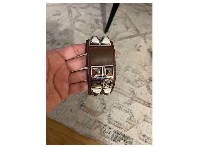 Hermès Pulsera Collier de chien Beige - vista 5