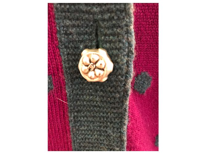 Chanel Weste aus Kaschmir Rot und Dunkelgrün - Ansicht 5