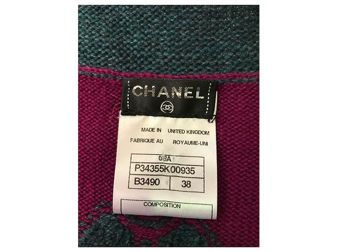 Chanel Weste aus Kaschmir Rot und Dunkelgrün - Ansicht 6