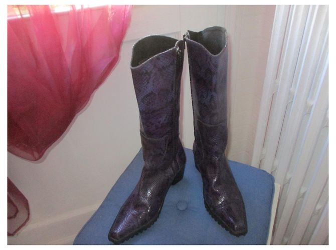 Botas Guess Santiag de cuero efecto lagarto morado Púrpura - vista 4