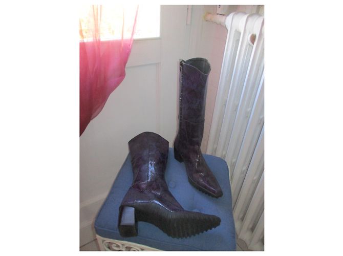 Botas Guess Santiag de cuero efecto lagarto morado Púrpura - vista 6
