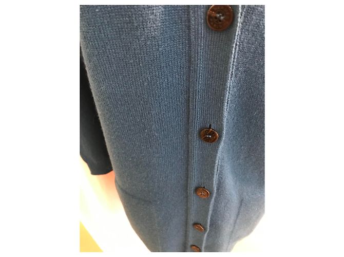 Hermès lange Strickjacke aus Kaschmir blau - Ansicht 3