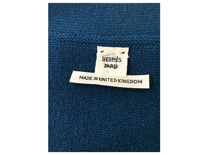 Hermès lange Strickjacke aus Kaschmir blau - Ansicht 4