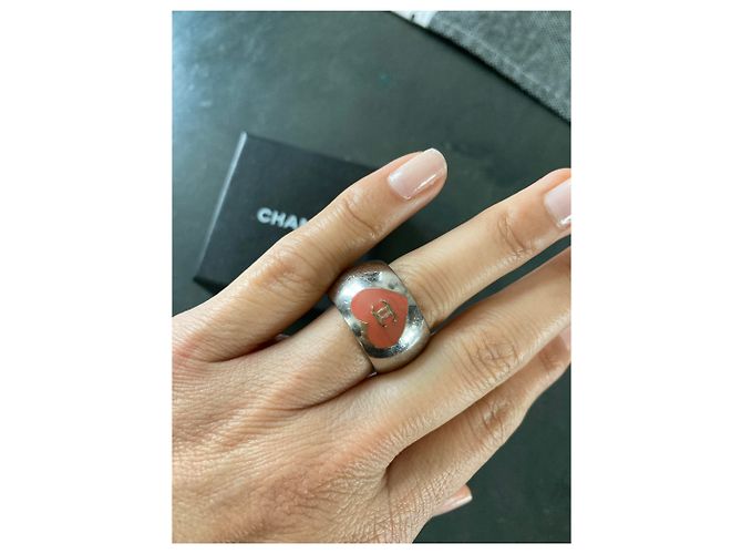 Chanel CC Logo Emaille Herzband Silber Hardware - Ansicht 5
