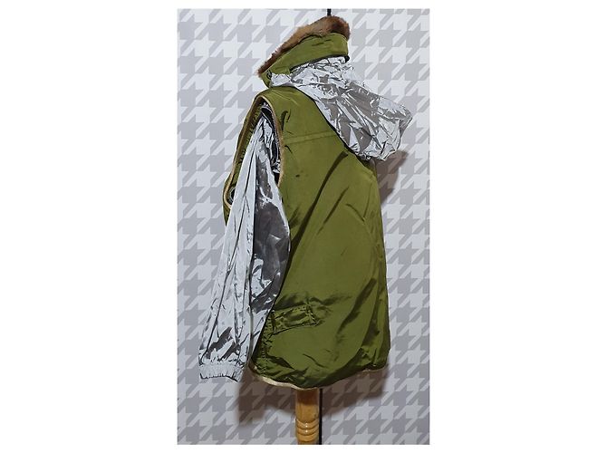 Giacca Peuterey Verde e Argentata con Collo in Coniglio XL Argento - vista 4