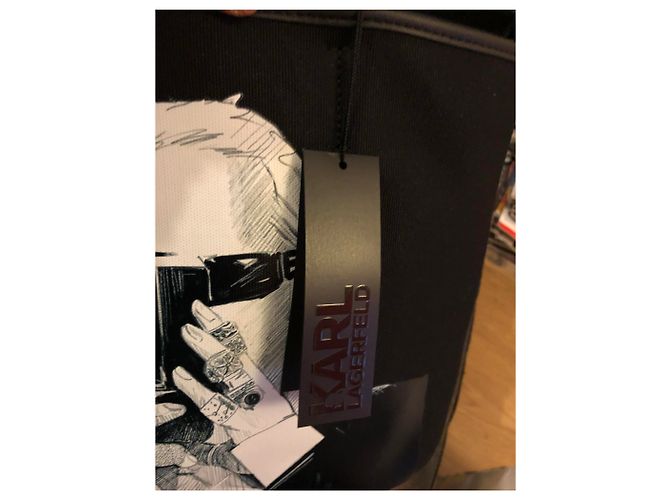 Borsa a mano Karl Lagerfeld Nera in Cotone e Pelle Vegan Nero - vista 5