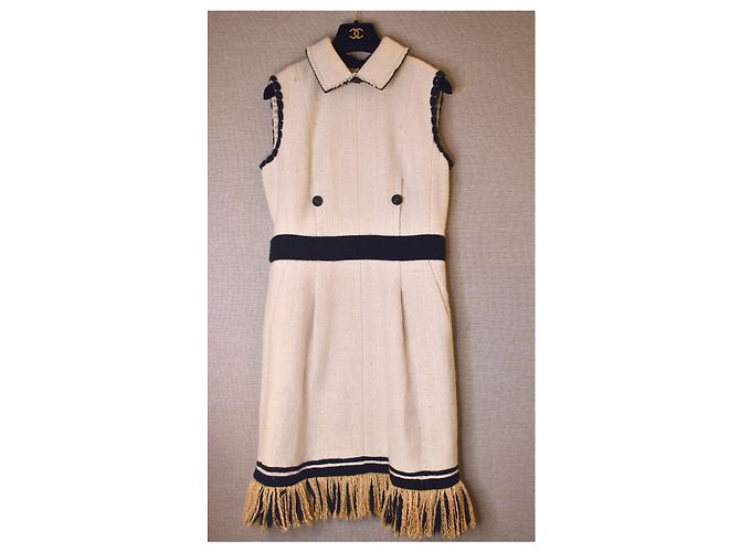 Chanel Sammler Kaschmir Seidenkleid Beige - Ansicht 17