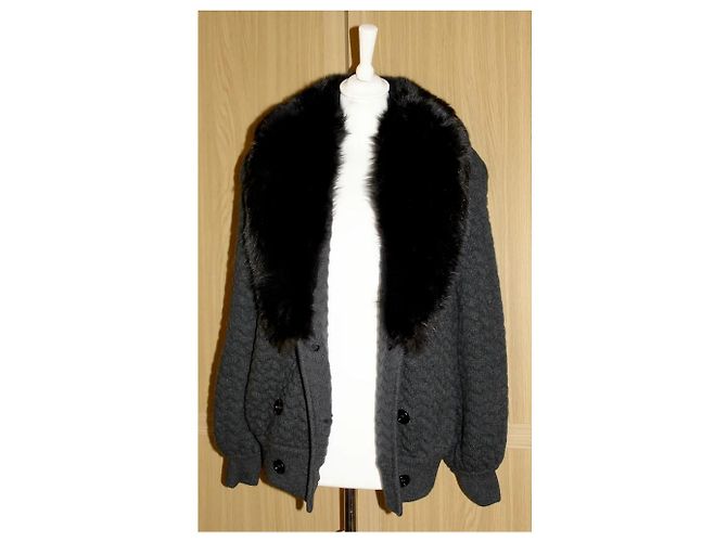 Valentino Garavani Strickjacke mit Fell von Valentino Boutique Schwarz - Ansicht 3