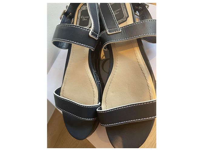 Sandali Dior in pelle blu navy - vista 3