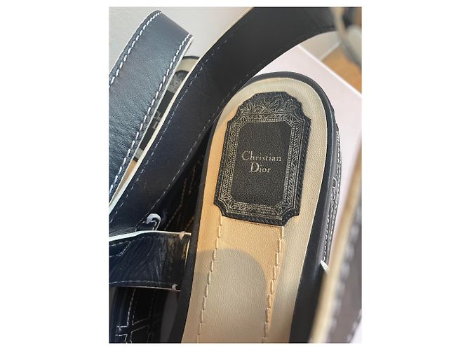 Sandali Dior in pelle blu navy - vista 4