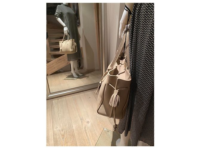 Longchamp Penelope Bolso de mano beige de cuero - vista 10