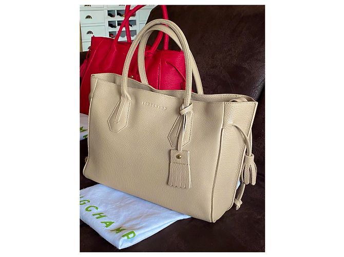 Longchamp Penelope Bolso de mano beige de cuero - vista 14