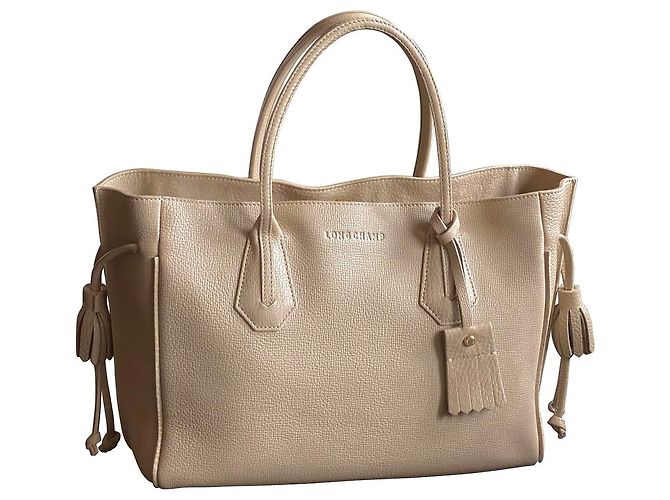 Longchamp Penelope Bolso de mano beige de cuero - vista 15
