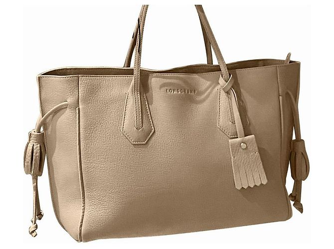 Longchamp Penelope Bolso de mano beige de cuero - vista 16