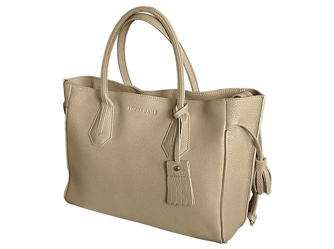 Longchamp Penelope Bolso de mano beige de cuero - vista 17