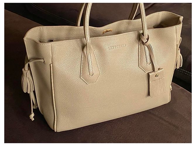 Longchamp Penelope Bolso de mano beige de cuero - vista 2